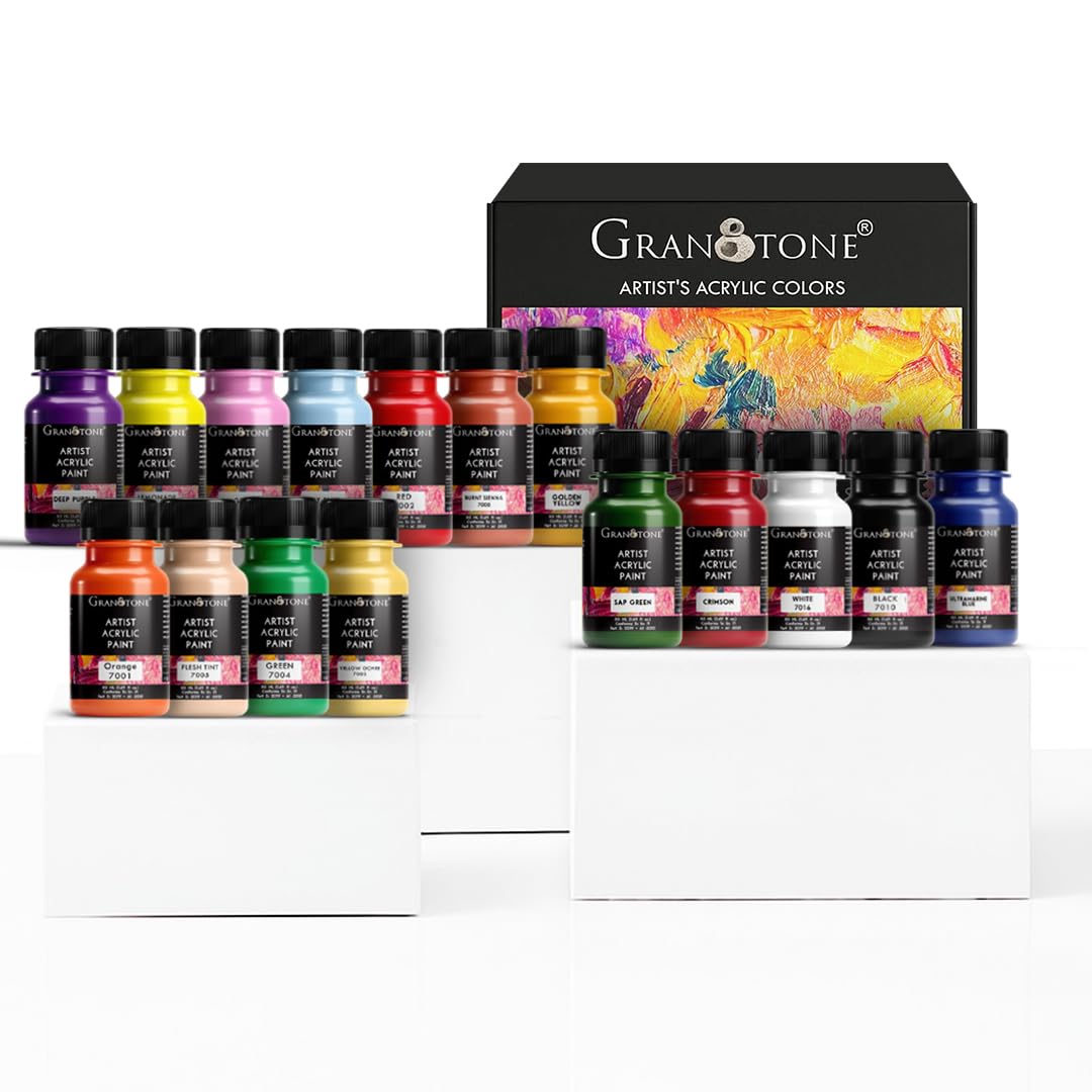 Acrylic Colour Set 50 ml Each Pack of 16 Water Based Non Toxic Fast Drying Multicolor